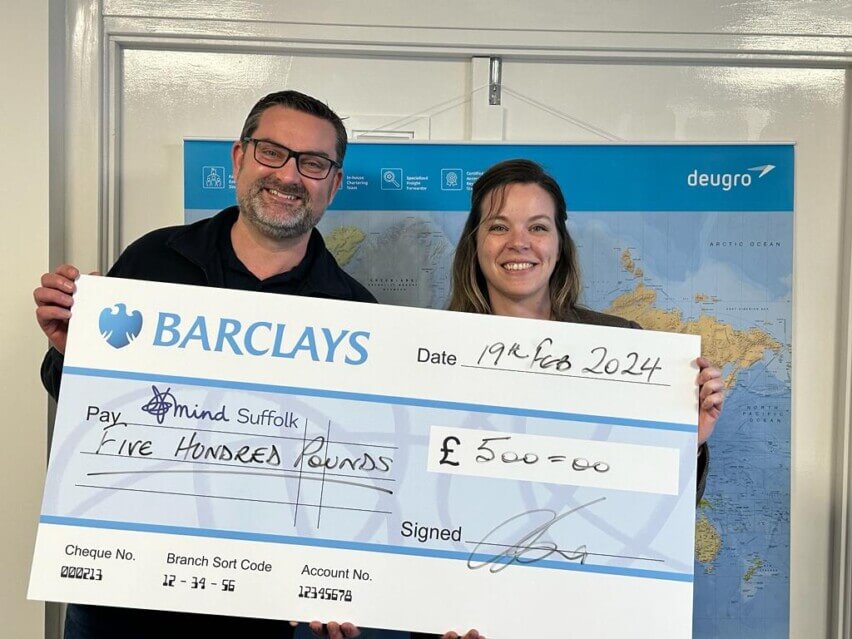 The UK office supported The White Lodge Centre, Suffolk Mind, and Felixstowe Seafarers Centre—helping children with disabilities, promoting mental health, and aiding seafarers.