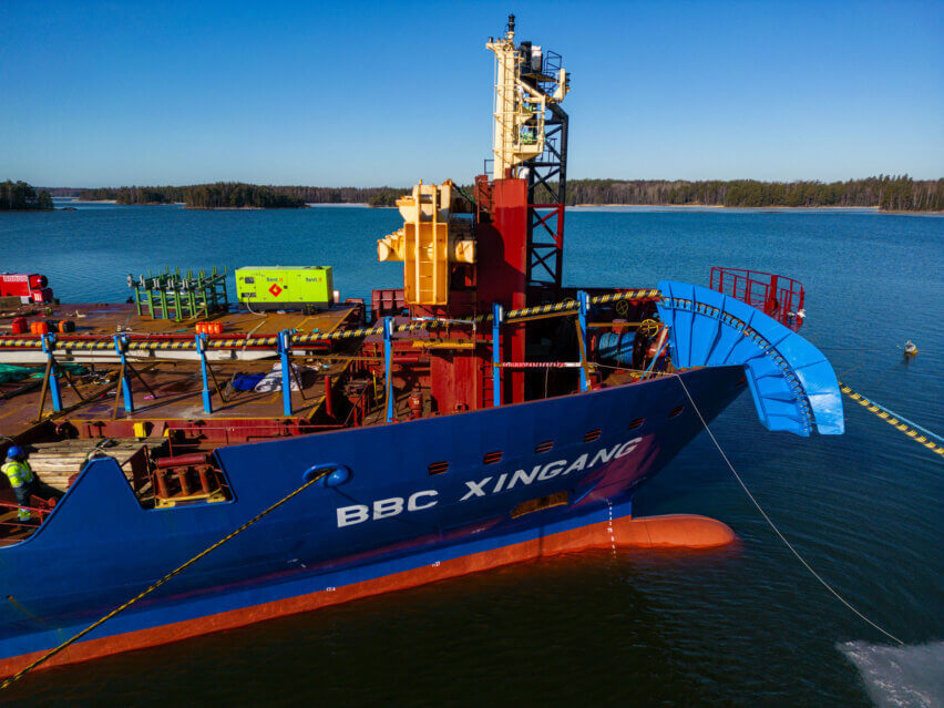 Turkish Crossing Project, Cable loading operations at the Pikkala Prysmian factory port
