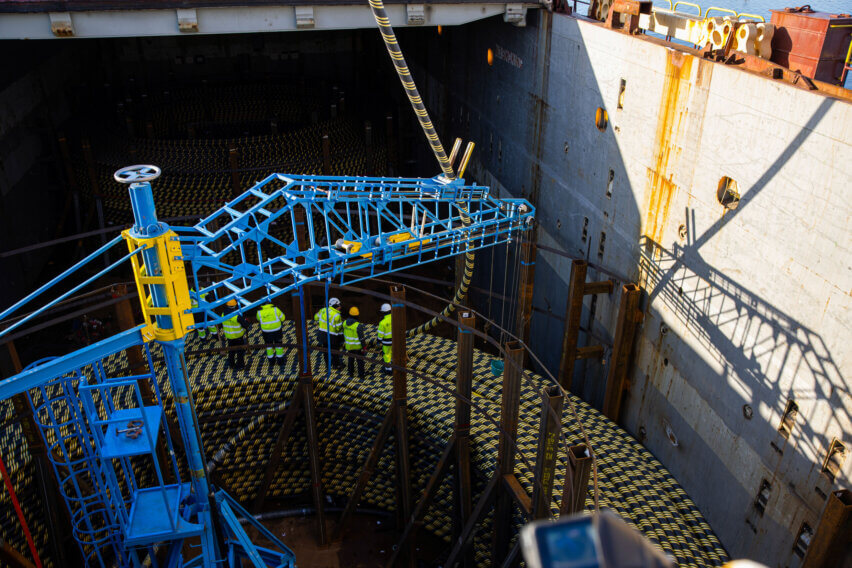 Turkish Crossing Project, Cable spooling onto the custom designed tanks