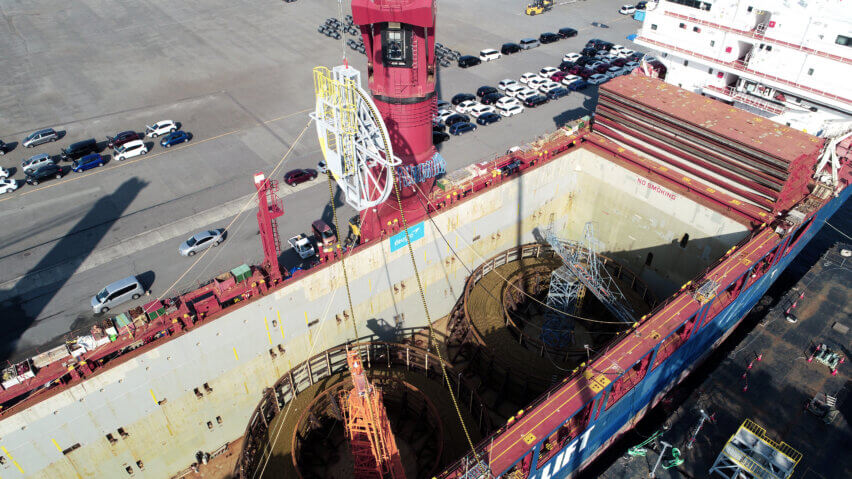 Cable spooling operations at the Port of Osaka, Japan