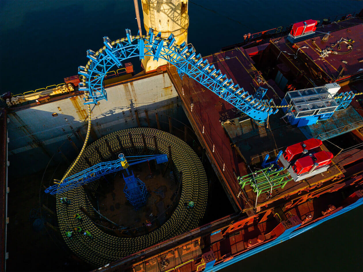 To timely deliver 54 km of urgent HVAC cables from Finland to a cable laying vessel in Turkey, deugro Chartering identified and chartered a heavy lift vessel, which was suitable to be modified to ensure safe ocean transportation and spooling operations.