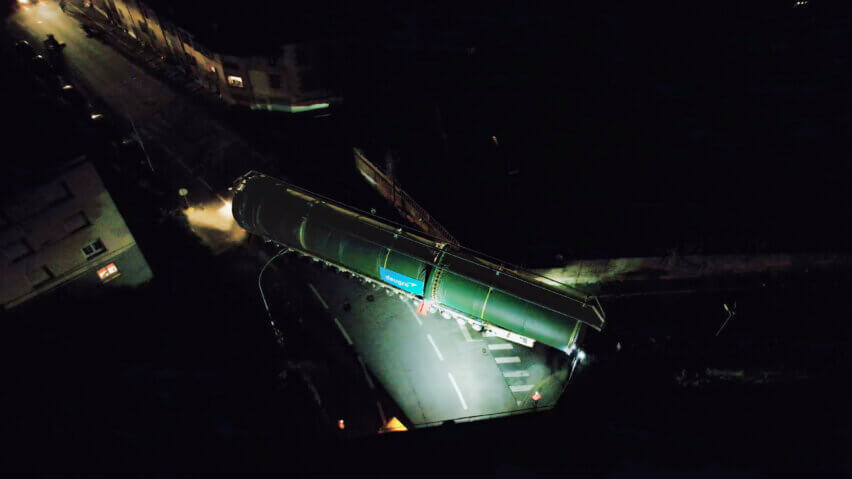 Golbey PM1 Project, Navigating the 32 m drum section through the Town of Lunéville with centimeter accuracy