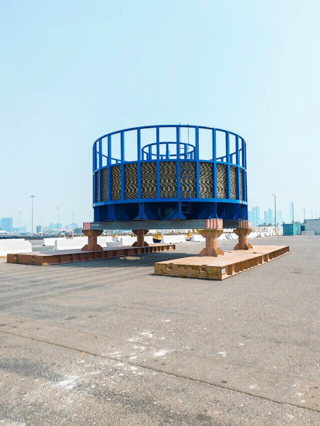 Intermediate storage of the FO cables at the Port of Abu Dhabi, UAE